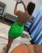 Bodycon Scoop Neck Sequins Homecoming Dress