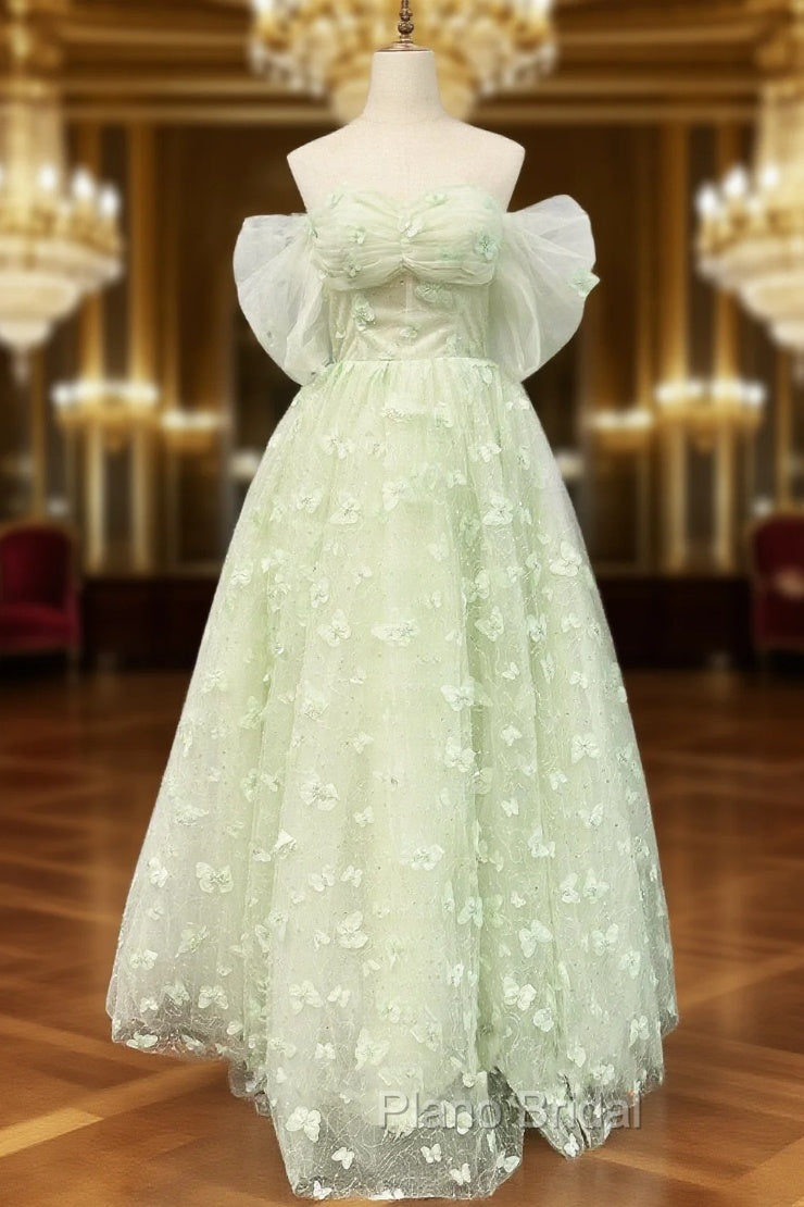 Boho A-Line Sweetheart Green Floor-Length Quinceanera Dresses With Petticoat Main image