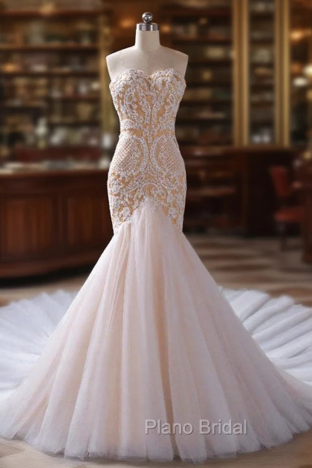 Bridal Gown Custom Made Mermaid Champagne Beaded Wedding Dresses Main image