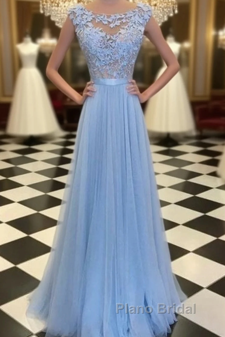 Bridelily Scoop Sleeveless Floor-Length With Applique Tulle Dresses Main image