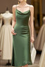 Bridesmaid Slit Dresses Tea Length Cowl Neck Formal Prom Dresses, Formal Dresses