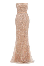 Brown Beading Formal Prom Dresses Sweep Train High Neck Zipper Sleeveless Evening Dresses