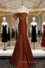 Brown Mermaid Strapless Bow Formal Prom Dresses