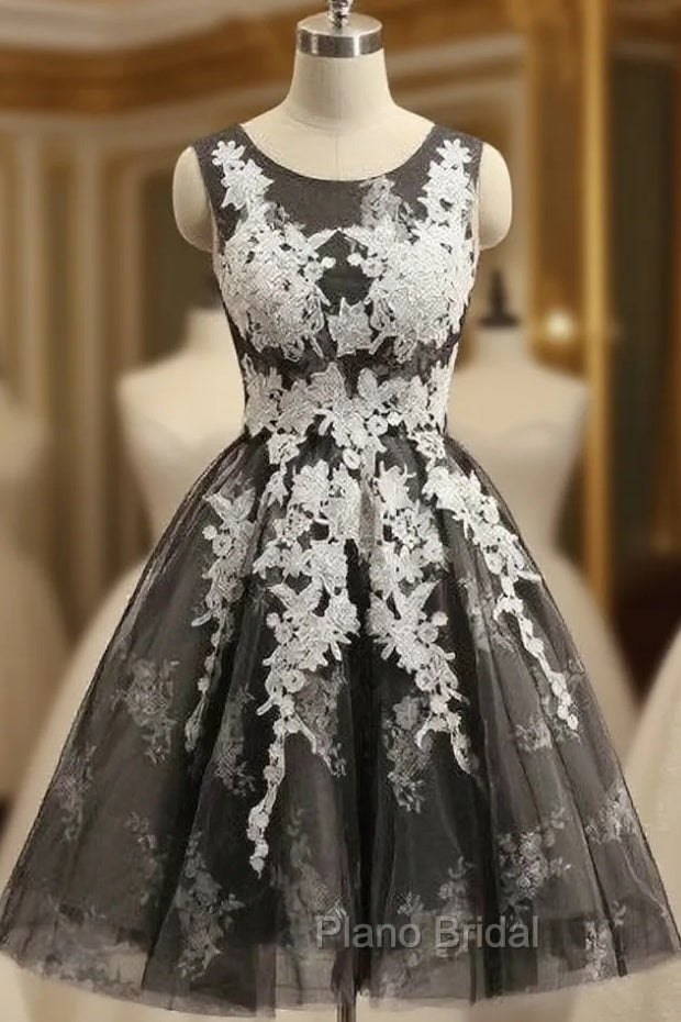 Brown Tulle Sleeveless Round Neck Homecoming Dresses Cocktail Dresses