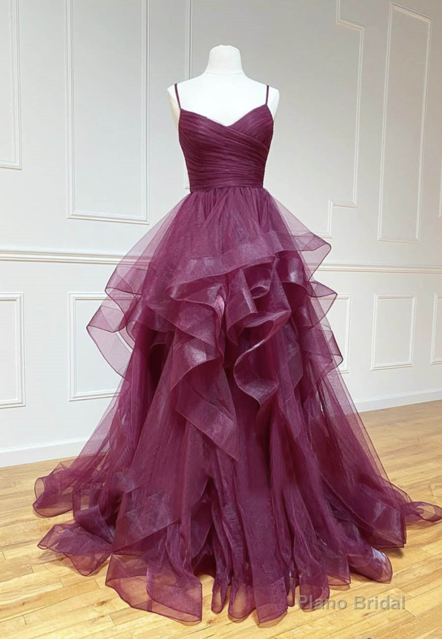 Purple Tulle Long Prom Dresses, A-Line Formal Evening Dresses Main image