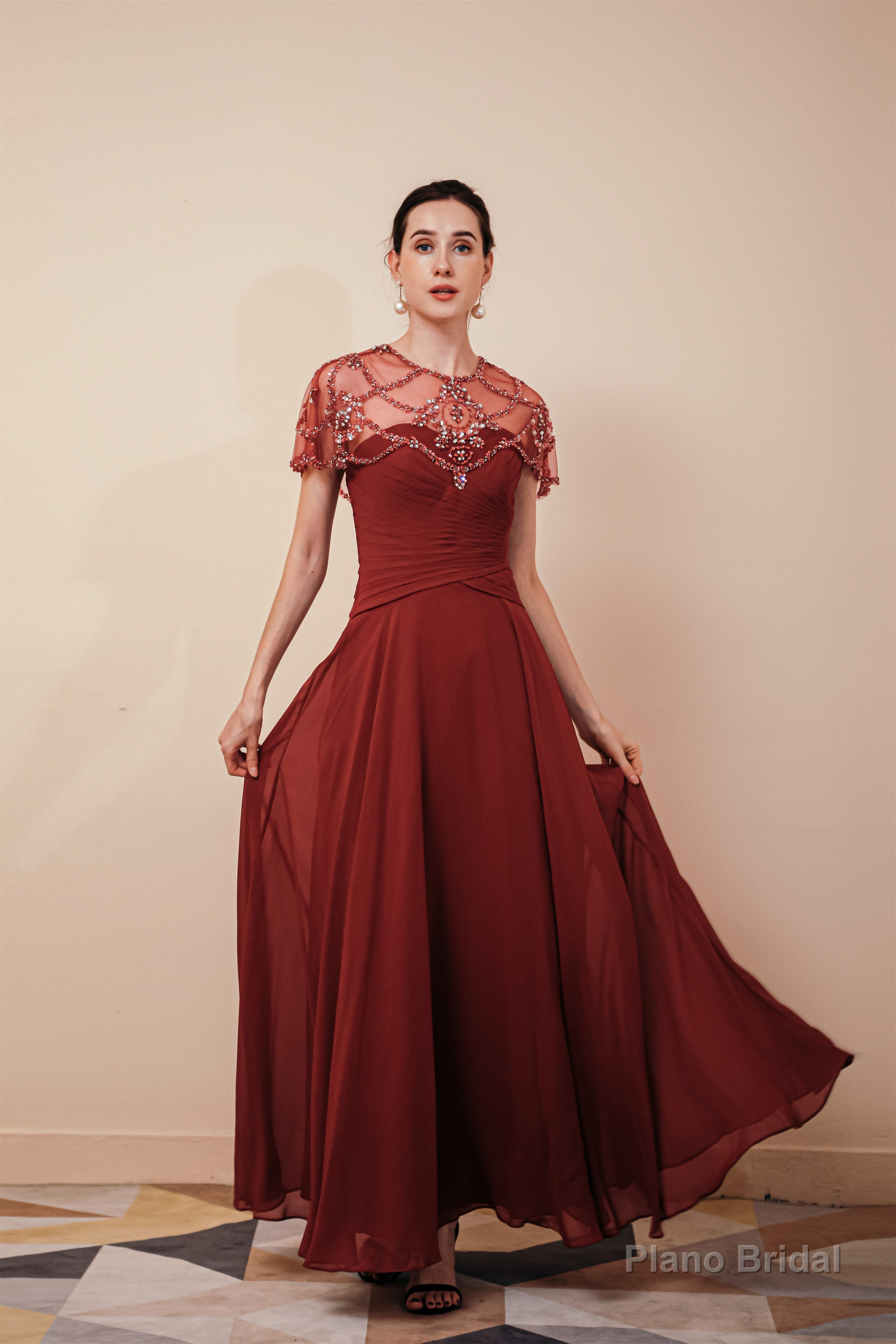 A Line Chiffon Beading Long Zipper Back Mother of the Bride Dresses Secondary image