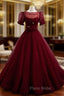 Burgundy Ballgown Long Formal Prom Dresses with Removable Jacket