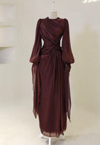 Burgundy Formal Evening Dresses A Line Long Formal Prom Gowns