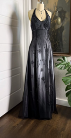Vintage Fuchsia Halter-Neck A-Line Beaded Chiffon Long Formal Prom Dresses Formal Evening Gown