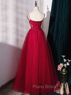 Burgundy Layered Tulle Long Formal Prom Dresses, Wine Red Long Formal Evening Dresses