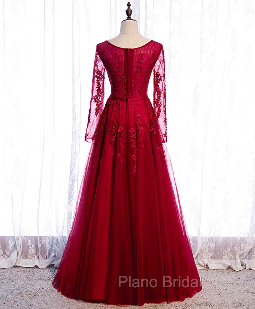 Burgundy Long Formal Prom Dresses, Burgundy Formal Bridesmaid Dresses
