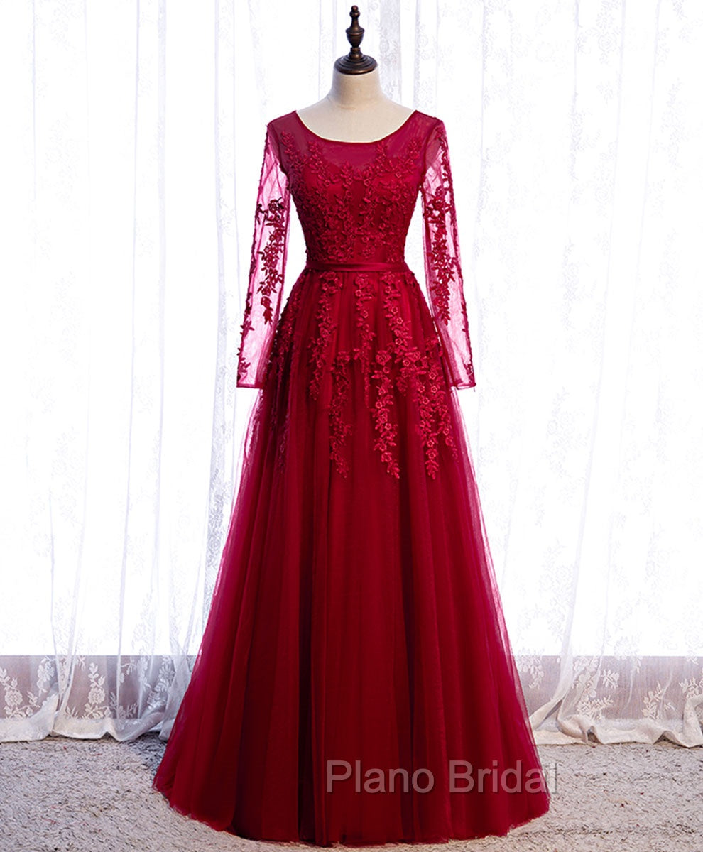 Burgundy Long Formal Prom Dresses, Burgundy Formal Bridesmaid Dresses Main image