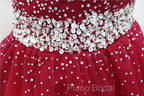 Burgundy Long Tulle Off Shoulder Formal Prom Dresses , Junior Formal Prom Dresses