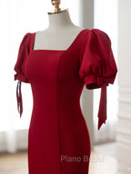 Burgundy Mermaid Long Formal Prom Dresses, Burgundy Formal Dresses