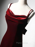 Burgundy Mermaid Long Formal Prom Dresses, Wine Red Long Mermaid Formal Evening Dresses