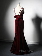 Burgundy Mermaid Long Formal Prom Dresses, Wine Red Long Mermaid Formal Evening Dresses