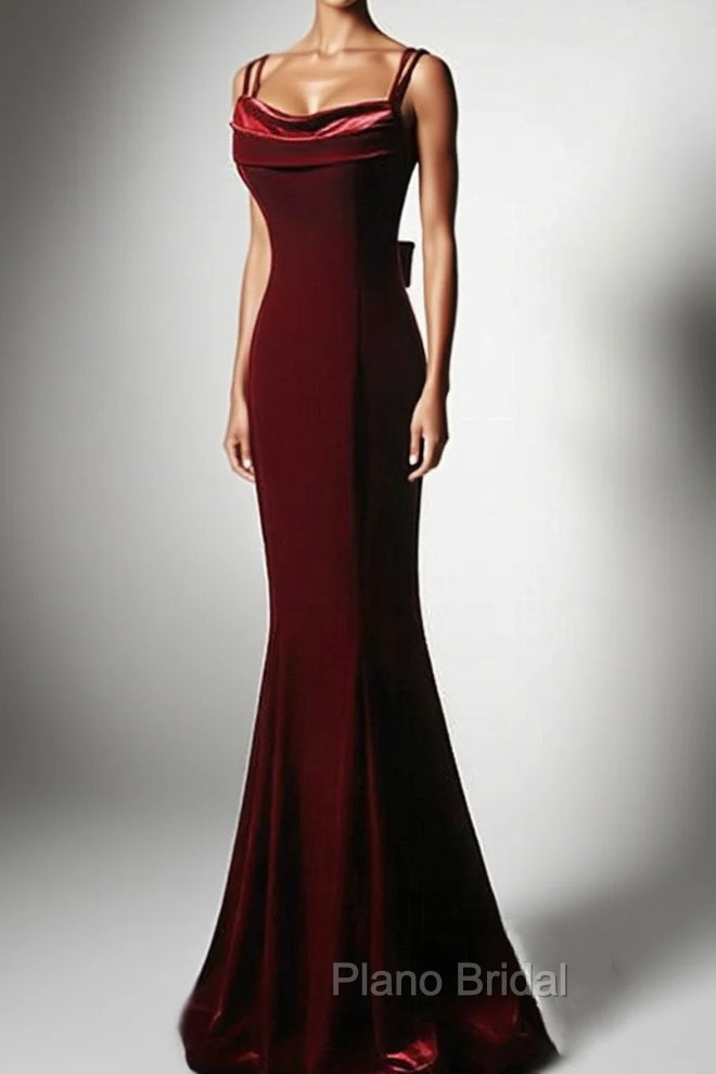 Burgundy Mermaid Long Formal Prom Dresses, Wine Red Long Mermaid Formal Evening Dresses Main image