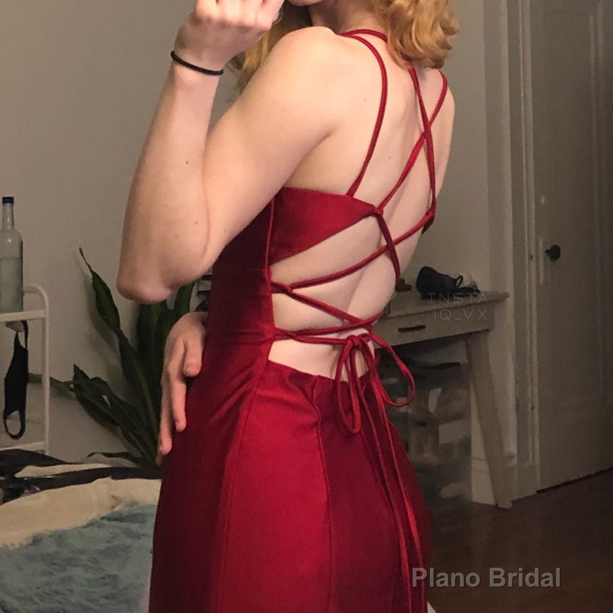 Burgundy mermaid long prom evening dress Secondary image