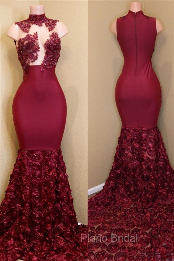 Burgundy mermaid Formal Prom Dresses, long evening gowns