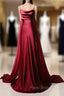 Burgundy Mermaid Satin Straps Formal Prom Dresses