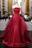 Burgundy Mermaid Satin Tulle Formal Prom Dresses