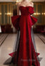 Burgundy Mermaid Strapless Bow Formal Prom Dresses