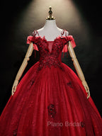 Burgundy Off Shoulder Tulle Lace Long Formal Prom Dresses, Burgundy Lace Sweet 16 Dresses