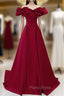 Burgundy Off the Shoulder Ruffles Formal Prom Dresses