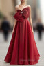 Burgundy Organza Spaghetti Straps Pearls Formal Prom Dresses