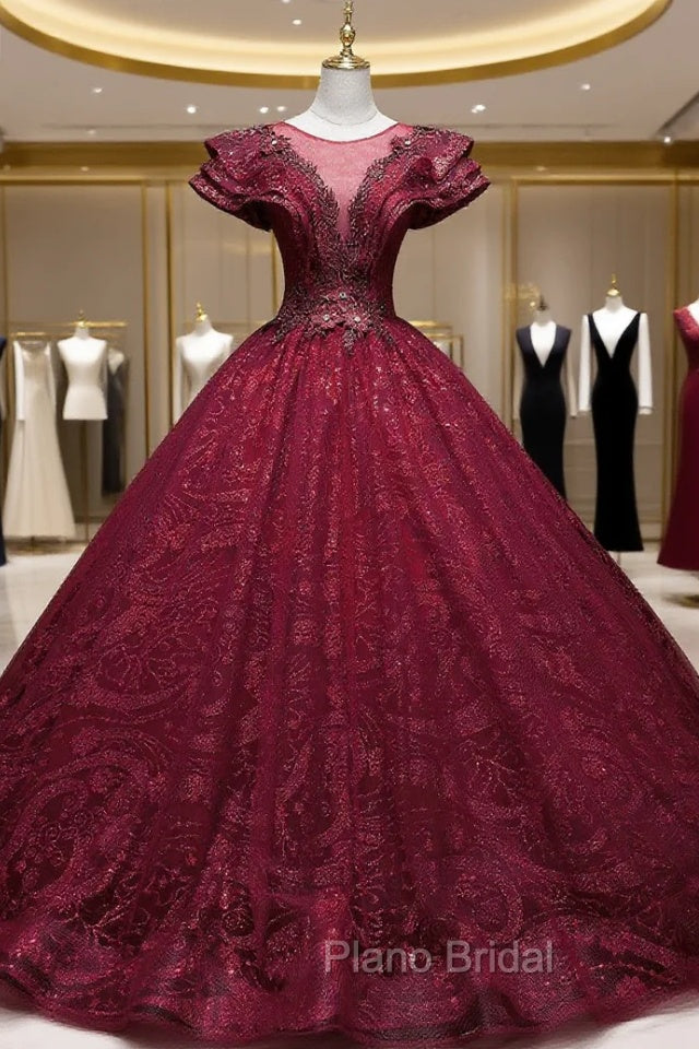 Burgundy Sequins Beading Quinceanera Dresses Main image