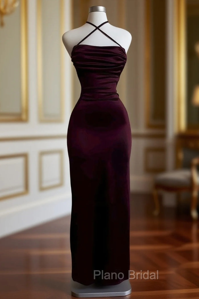 Burgundy Sheath Birthday Dresses Long Formal Prom Dresses Main image