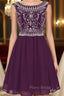 Burgundy Short Mini Chiffon Scoop Cap Sleeve Homecoming Dresses