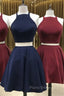 Burgundy Short Two Piece Homecoming Dresses Two Piece Short Navy Blue Homecoming Dresses