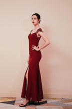 Side Split Mermaid Long Open Back Prom Dresses