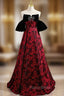 Burgundy Strapless Black Velvet Formal Prom Dresses