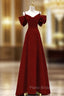 Burgundy Straps Bow Formal Prom Dresses