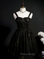 Burgundy Sweetheart Neck Tulle Sequin Short Formal Prom Dresses, Puffy Cute Homecoming  Dresses