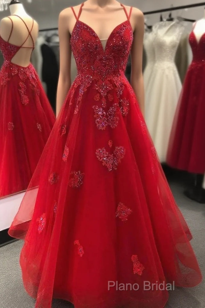 Burgundy Sweetheart Tulle Lace Long Backless Appliques Formal Prom Dresses