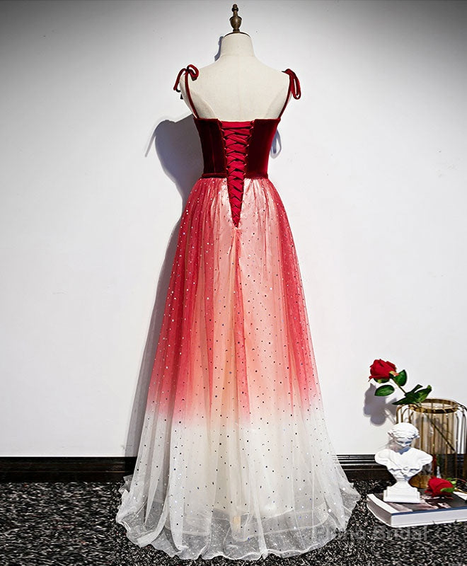 Burgundy Sweetheart Tulle Long Prom Dress Tulle Formal Dress Secondary image