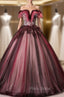 Burgundy Tulle Appliques Quinceanera Dresses