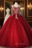 Burgundy Tulle Backless Appliques Quinceanera Dresses