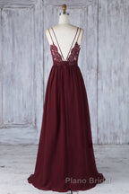 Burgundy tulle lace long Formal Prom dress burgundy lace evening dress