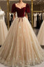 Burgundy Tulle Long Formal Prom Dresses, Burgundy Tulle Formal Dresses