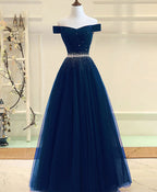 Burgundy Tulle Off Shoulder Long Formal Prom Dresses, Burgundy Formal Evening Dresses