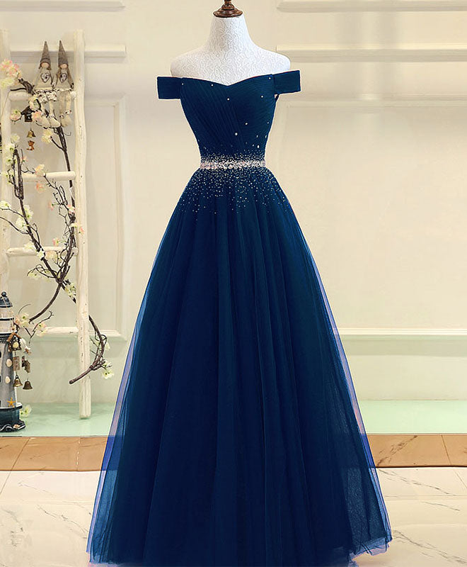 Burgundy Tulle Off Shoulder Long Formal Prom Dresses, Burgundy Formal Evening Dresses
