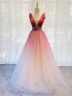 Burgundy V Neck Tulle Sequin Long Formal Prom Dresses Burgundy Formal Dresses
