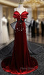 Burgundy Velvet Spaghetti Straps Pleats Formal Prom Dresses