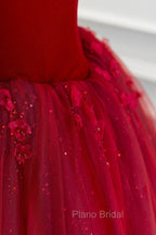 Burgundy Velvet Tulle Floor Length Formal Prom Dresses, Lovely Evening Party Dresses