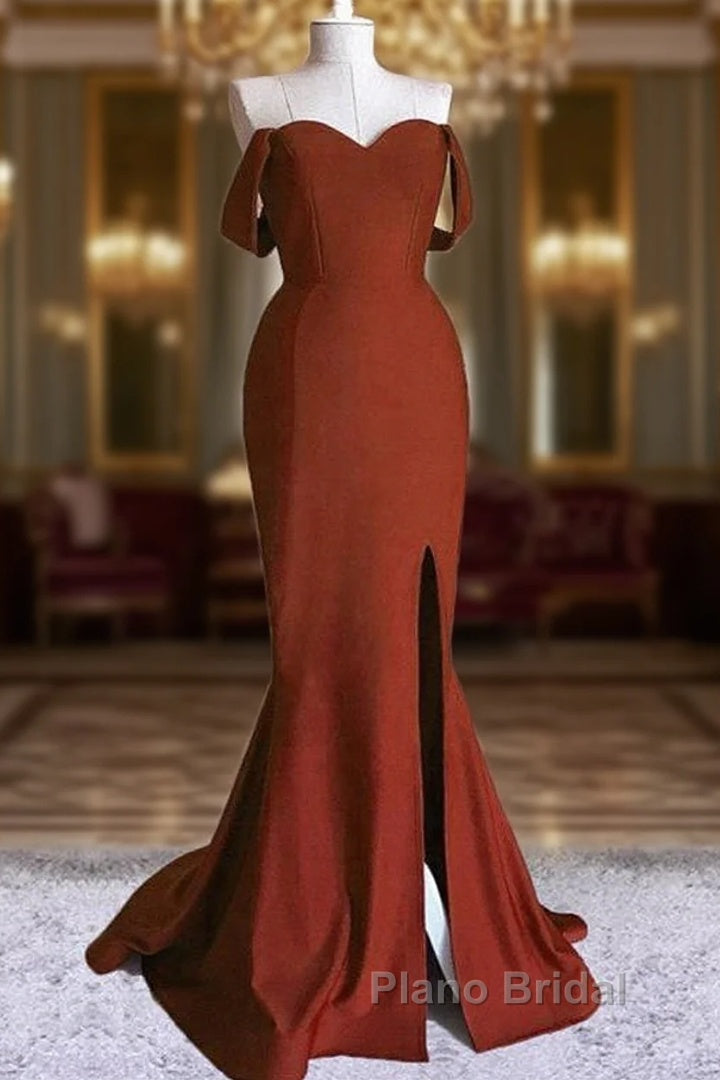 Burnt Orange Mermaid Dresses Off The Shoulder With Slit Main image