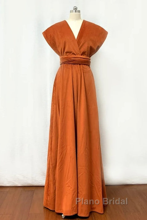 Burnt Orange Satin Multi-Way Bridesmaid Dresses